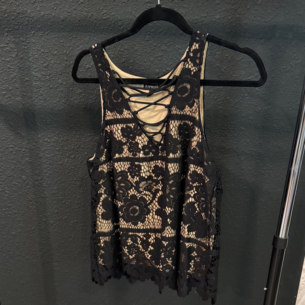 Express Black Lace Sleeveless Blouse